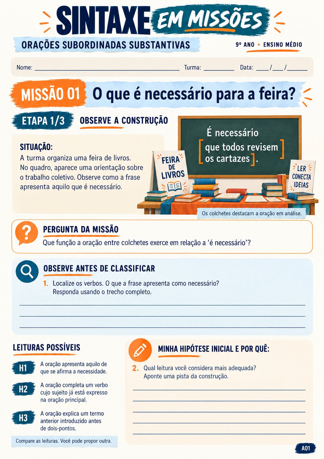 Página 1 da missão — Observe a construção
