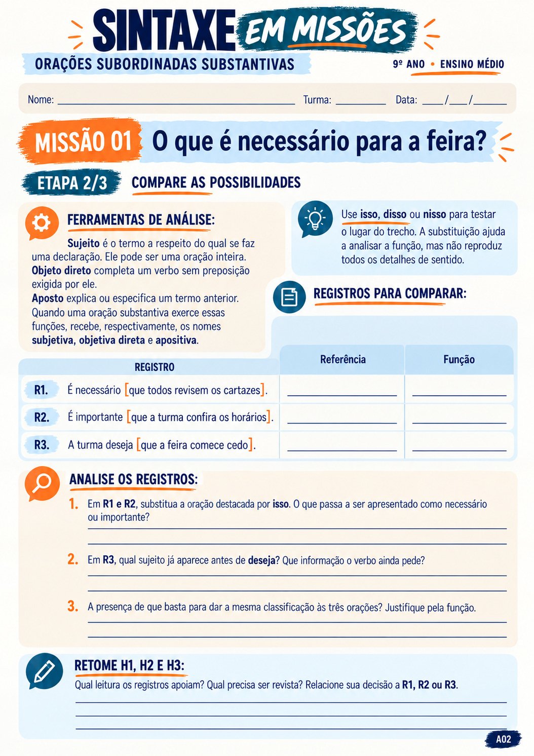 Página 2 da missão — Compare as relações